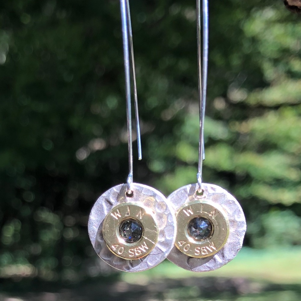 Ammo and Swarovski crystal earrings